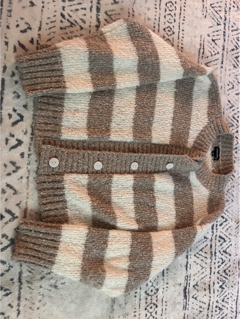 Originality XS Striped Button-Up Cardigan Sweater